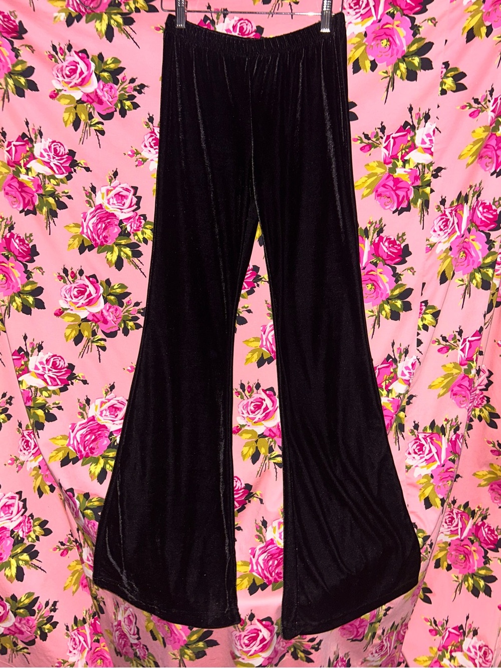 Mega flared sexy Black velvet bell bottom pants festival rave burning man XS